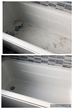 Bathroom before and after clean