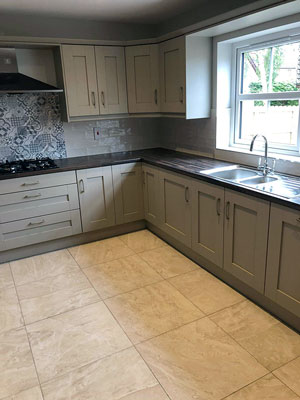 Kitchen after a deep clean, mop and vacuuming