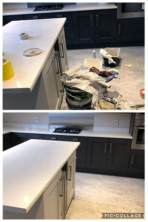 Kitchen before and after clean